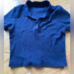 Cotton On Navy Blue Cropped Polo Shirt Size Small